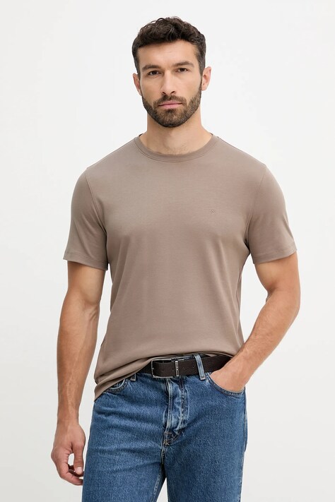 Michael Kors t-shirt bawełniany kolor brązowy gładki