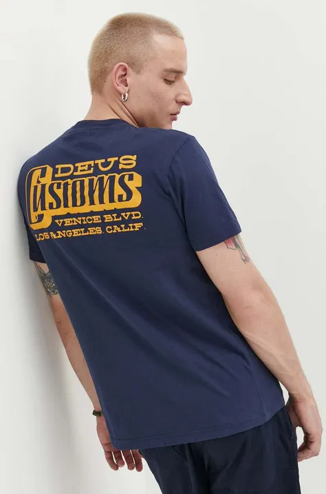Βαμβακερό μπλουζάκι Deus Ex Machina χρώμα: ναυτικό μπλε