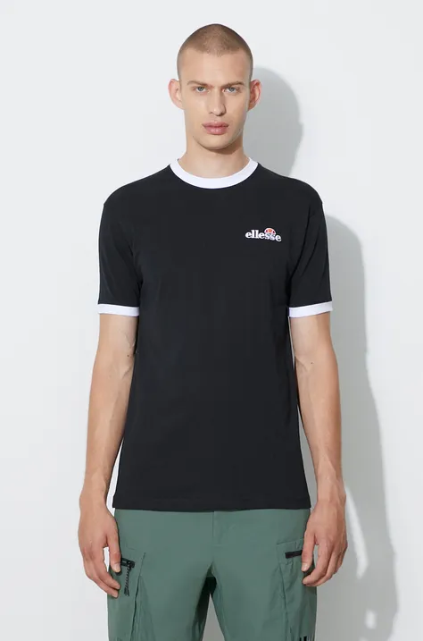 Bavlnené tričko Ellesse čierna farba, s nášivkou, SHR10164