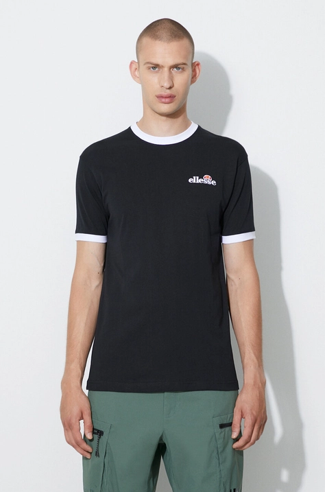 Памучна тениска Ellesse Meduno T-Shirt в черно с апликация