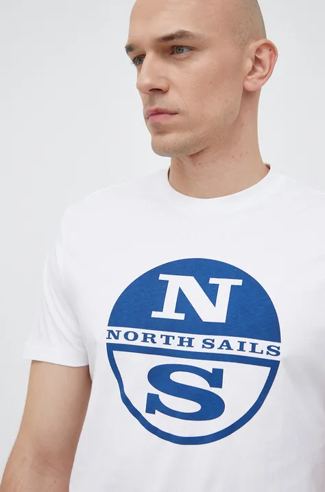 North Sails t-shirt bawełniany męski kolor biały z nadrukiem