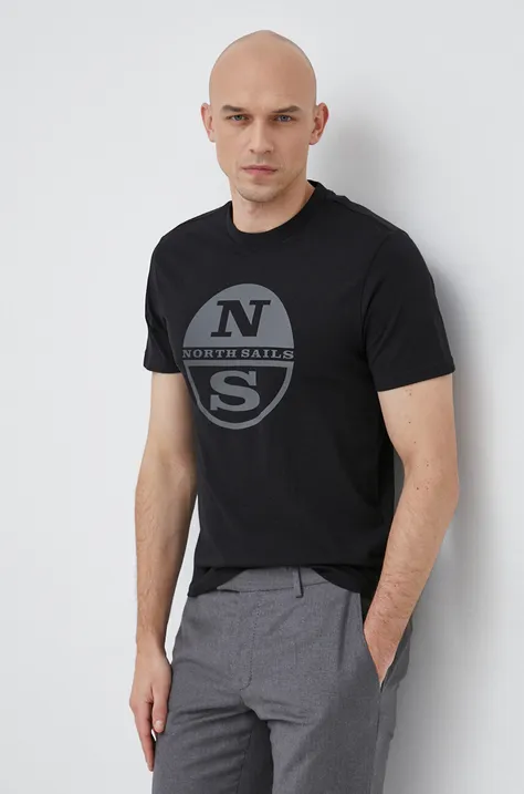 North Sails t-shirt bawełniany męski kolor czarny z nadrukiem
