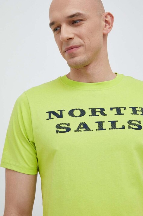 Памучна тениска North Sails в зелено с принт