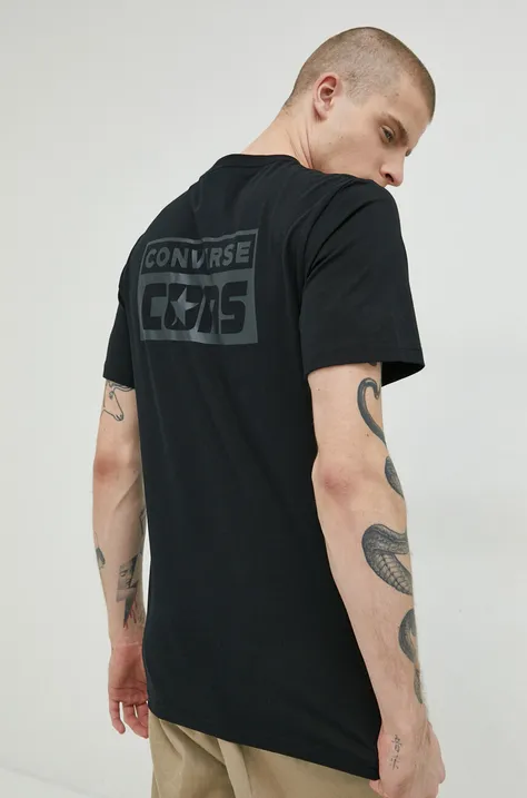 Converse t-shirt bawełniany kolor czarny z nadrukiem 10021134.A11-Black