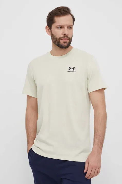 Тренувальна футболка Under Armour Logo Embroidered колір бежевий однотонна