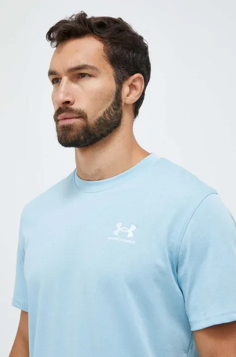 Under Armour t-shirt treningowy Logo Embroidered kolor niebieski gładki