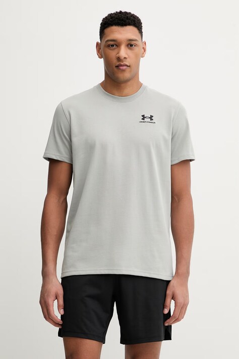 Under Armour t-shirt treningowy Logo Embroidered kolor szary gładki