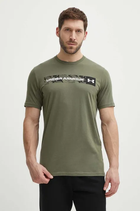 Tričko Under Armour pánsky, zelená farba, s potlačou, 1376830