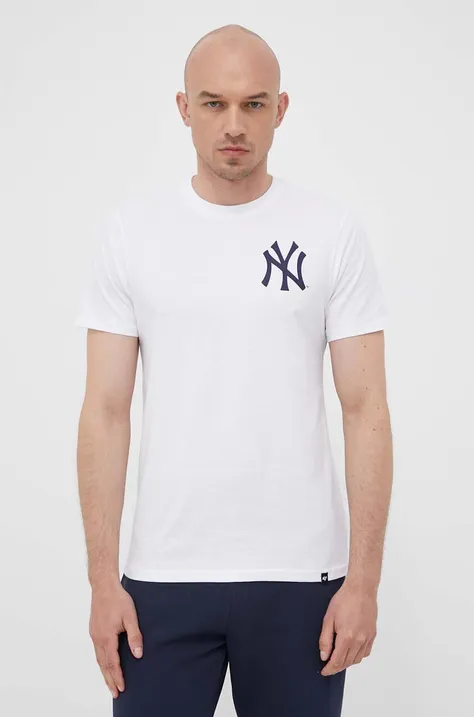 Bombažna kratka majica 47brand MLB New York Yankees bela barva