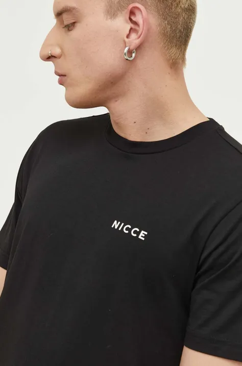 Nicce t-shirt bawełniany kolor czarny gładki