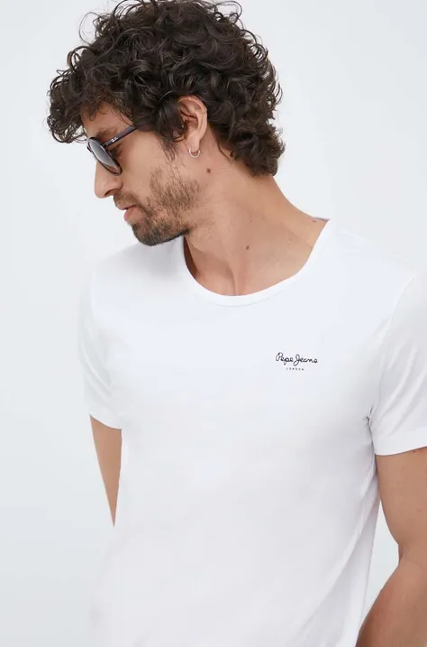 Pepe Jeans t-shirt Pepe 2-pack męski kolor biały z nadrukiem