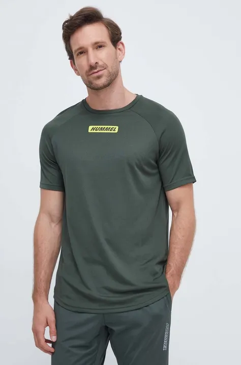 Тренувальна футболка Hummel Topaz колір зелений з принтом