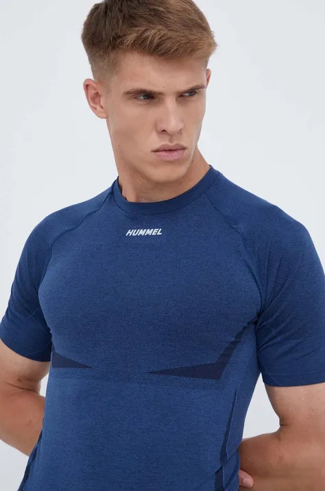 Тренувальна футболка Hummel Mike колір синій з принтом