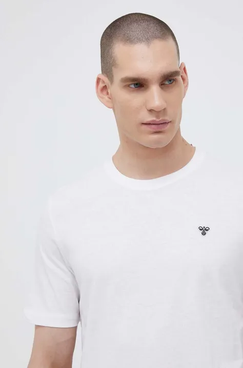 Βαμβακερό μπλουζάκι Hummel χρώμα: άσπρο