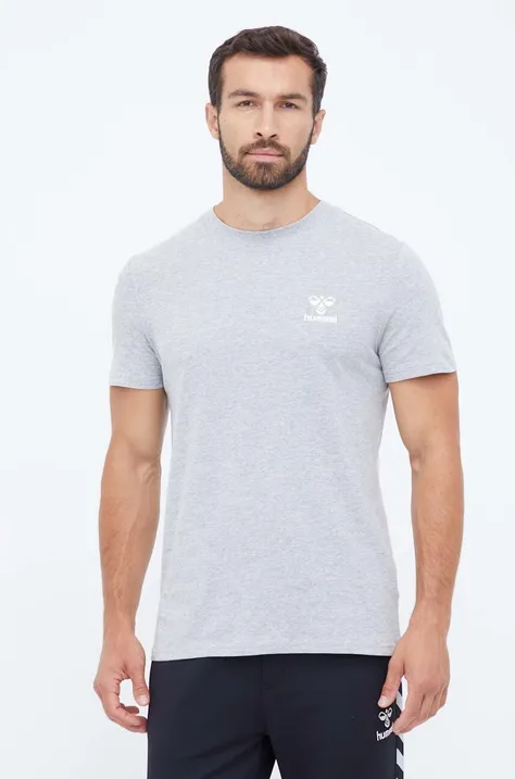 Majica kratkih rukava Hummel za muškarce, boja: siva, s tiskom