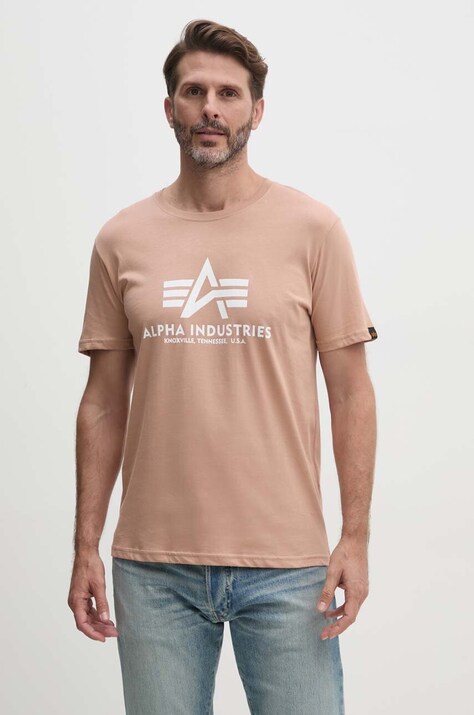 Βαμβακερό μπλουζάκι Alpha Industries ανδρικά, χρώμα: πορτοκαλί