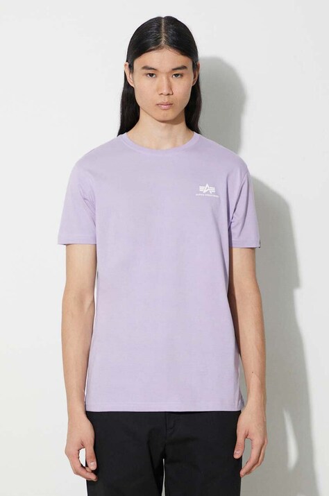 Alpha Industries tricou din bumbac culoarea violet, cu imprimeu