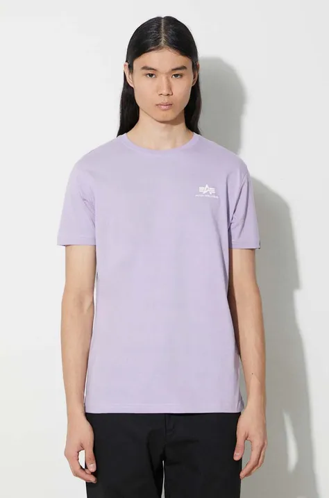 Бавовняна футболка Alpha Industries колір фіолетовий з принтом