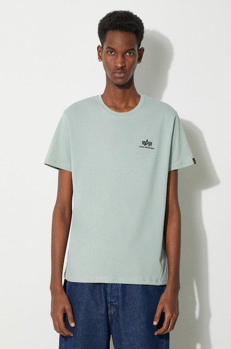 Alpha Industries t-shirt bawełniany męski kolor turkusowy z nadrukiem