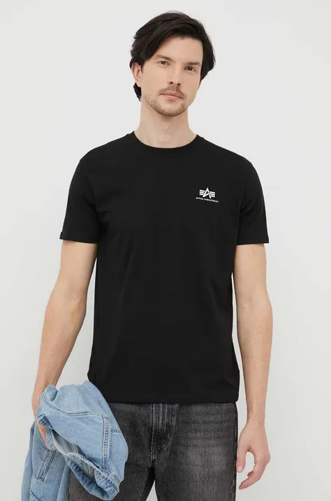 Bombažna kratka majica Alpha Industries Basic T Small Logo črna barva, 188505.03