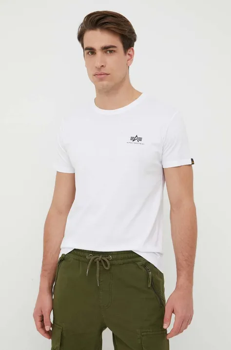 Alpha Industries cotton t-shirt Basic T Small Logo white color 188505.09