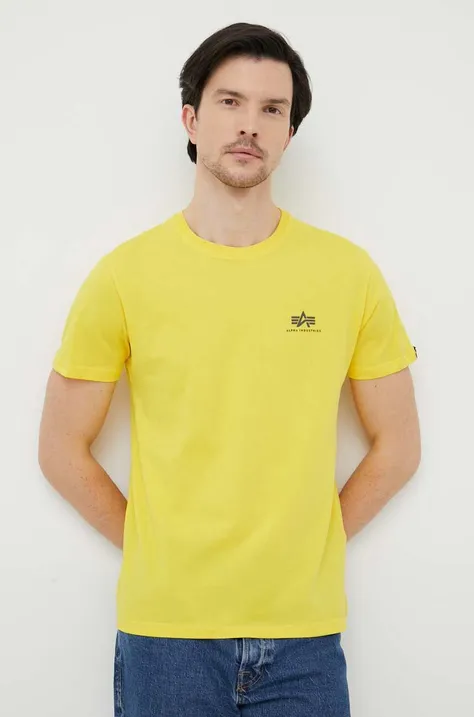 Pamučna majica Alpha Industries boja: žuta, s tiskom, 188505.465-EmpireYell