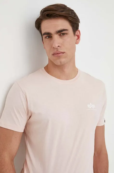Alpha Industries t-shirt bawełniany kolor różowy z nadrukiem 188505.640-PalePeach
