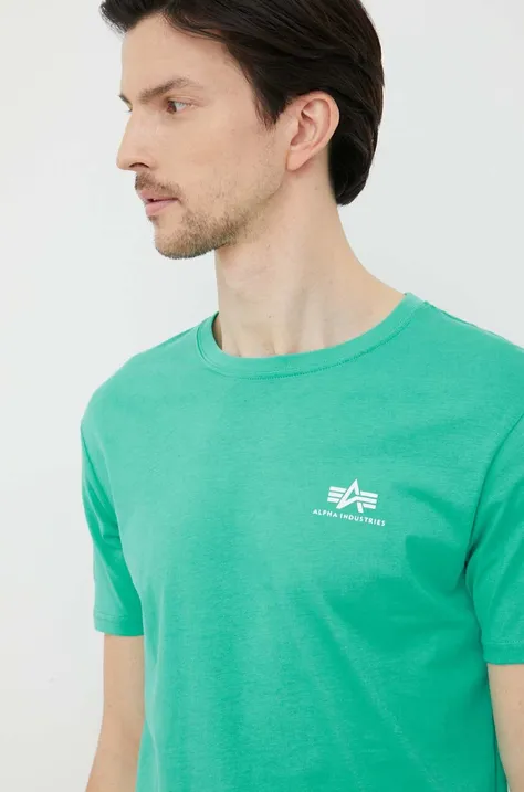 Alpha Industries t-shirt bawełniany kolor turkusowy gładki
