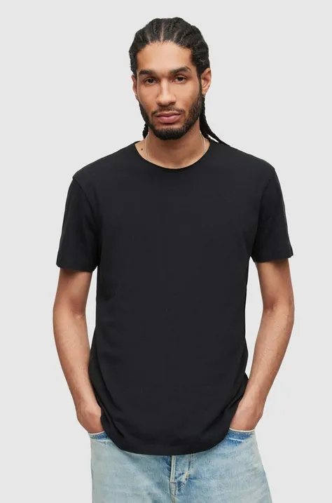 Bombažna kratka majica AllSaints 2-pack črna barva