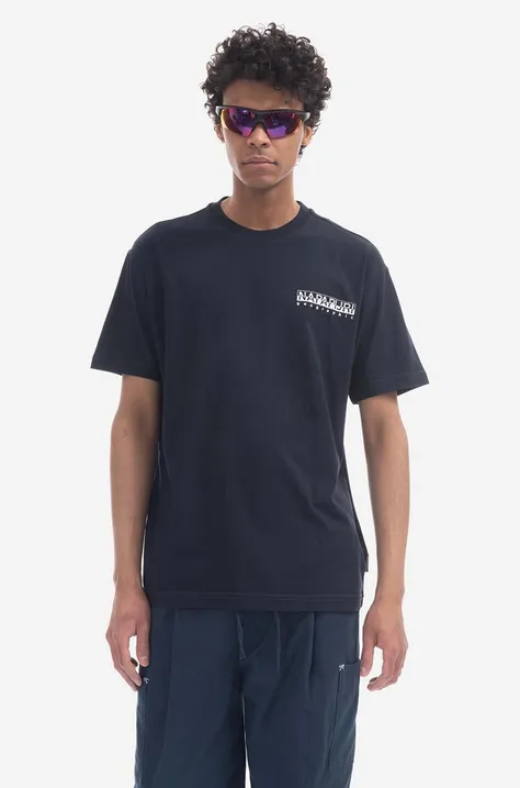 Napapijri t-shirt bawełniany S-Paradise SS 176 kolor granatowy z nadrukiem NA4H24-176