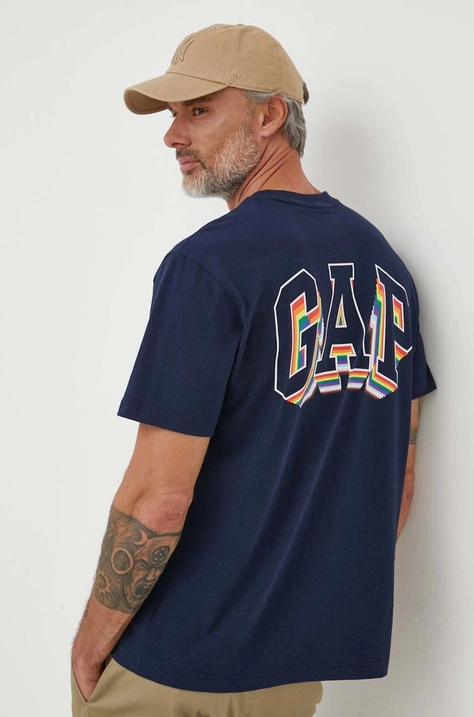 GAP t-shirt bawełniany kolor granatowy z nadrukiem