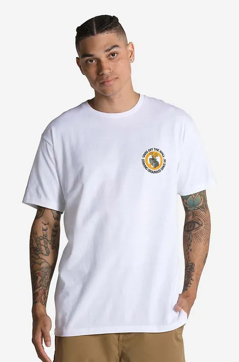Vans t-shirt bawełniany Staying Grounded SS Tee kolor biały z nadrukiem VN00003FYB2-BIALY