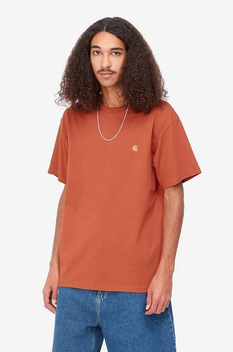 Carhartt WIP t-shirt bawełniany Chase kolor pomarańczowy gładki I026391-PHOENIX/GO