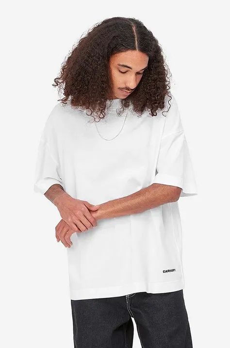 Памучна тениска Carhartt WIP в бяло с изчистен дизайн
