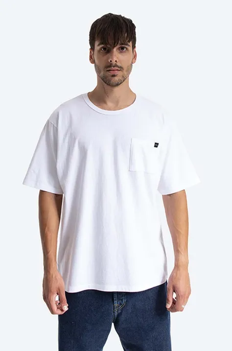 Edwin t-shirt bawełniany kolor granatowy gładki I027938.0267-White