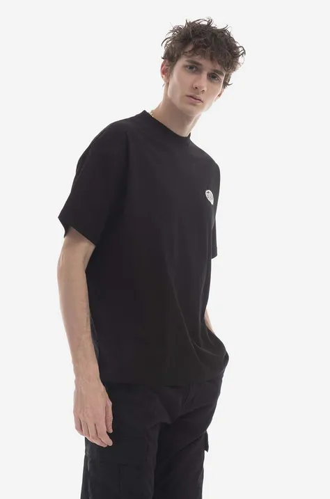 Bavlnené tričko STAMPD SLA.M2846TE-WHT, čierna farba, jednofarebný