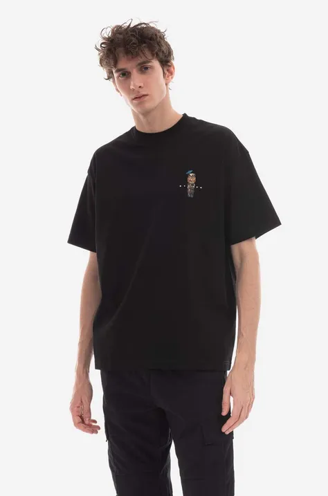 Bavlněné tričko STAMPD černá barva, s potiskem, SLA.M3049TE-WHT
