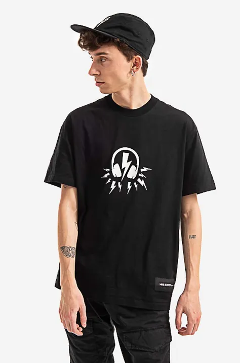 Bavlněné tričko Neil Barett Easy černá barva, s potiskem, BJT075S.S562S.524-black
