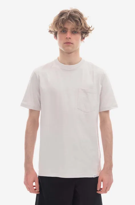 Памучна тениска Norse Projects в бяло с изчистен дизайн