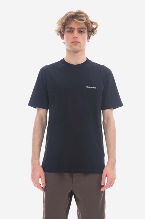 Хлопковая футболка Norse Projects цвет синий однотонный N01.0606.7004-7004