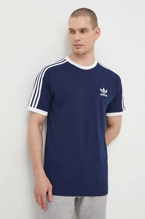 Хлопковая футболка adidas Originals Adicolor Classics 3-Stripes цвет синий узорная IA4850-navy