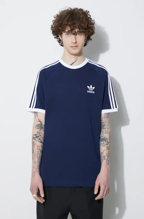 Бавовняна футболка adidas Originals Adicolor Classics 3-Stripes колір синій візерунок IA4850-navy