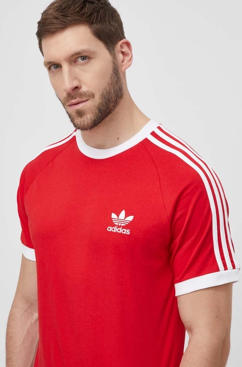 Bavlněné tričko adidas Originals Adicolor Classics 3-Stripes červená barva, IA4852