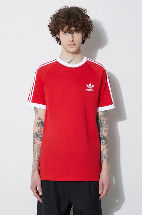 adidas Originals t-shirt bawełniany Adicolor Classics 3-Stripes kolor czerwony wzorzysty IA4852