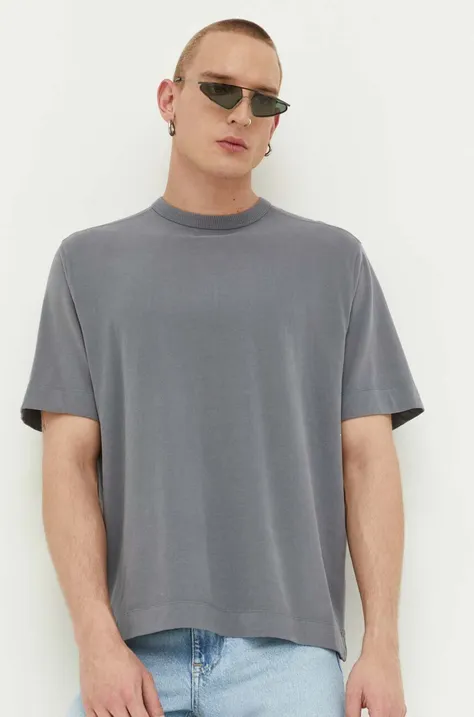 Βαμβακερό μπλουζάκι Abercrombie & Fitch χρώμα: γκρι
