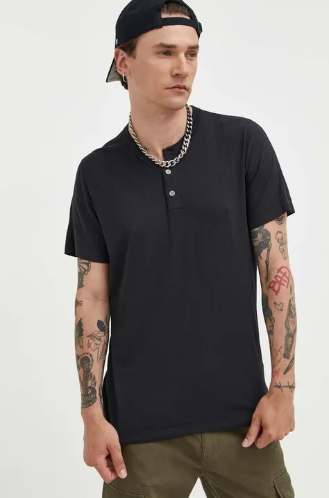 Abercrombie & Fitch t-shirt męski kolor czarny gładki