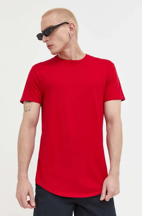Hollister Co. t-shirt bawełniany kolor czerwony gładki