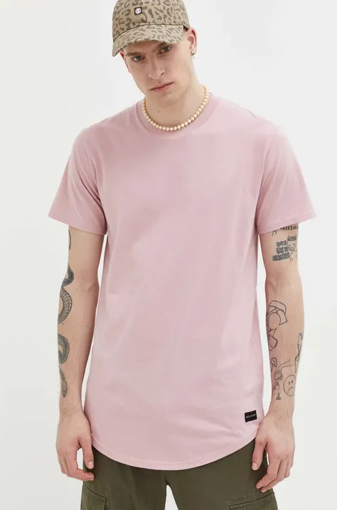Bombažna kratka majica Hollister Co. roza barva
