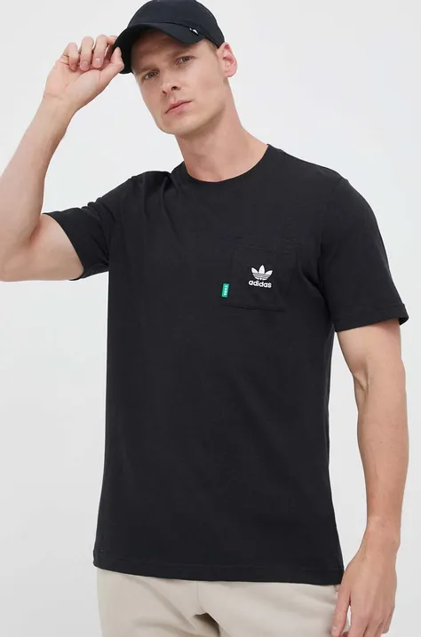 adidas Originals t-shirt Essentials+ Made With Hemp Tee męski kolor czarny gładki HR8623-BLACK