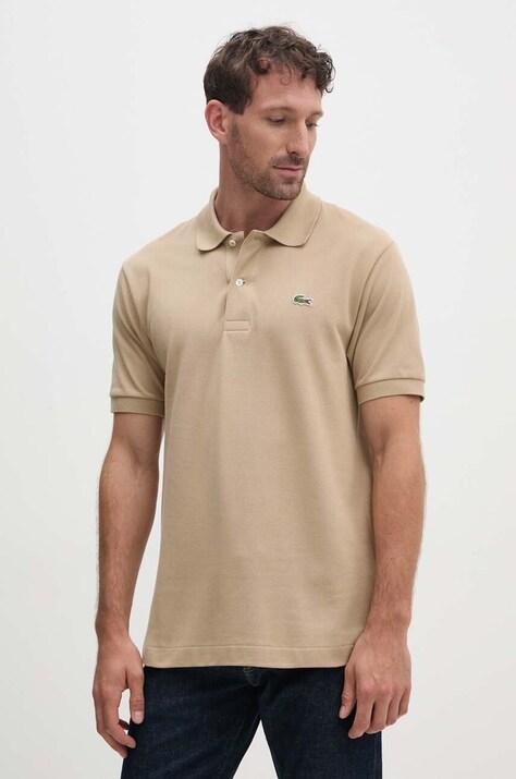 Бавовняне поло Lacoste Koszulka Lacoste Polo Classic Fit L1212 02S колір коричневий однотонне